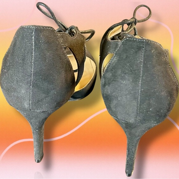 NWOT Unisa ‘Amabelle’ Black Vegan Suede Ankle Tie Stiletto Pumps Size 11 - Picture 10 of 13